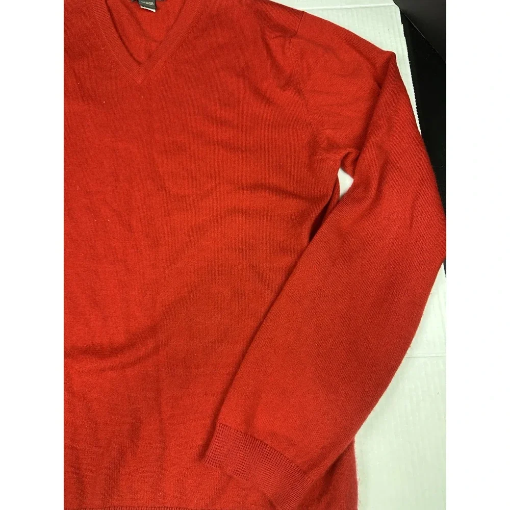 Banana Republic Sweater Mens Medium Red Cotton Cashmere V-Neck Knit Pullover